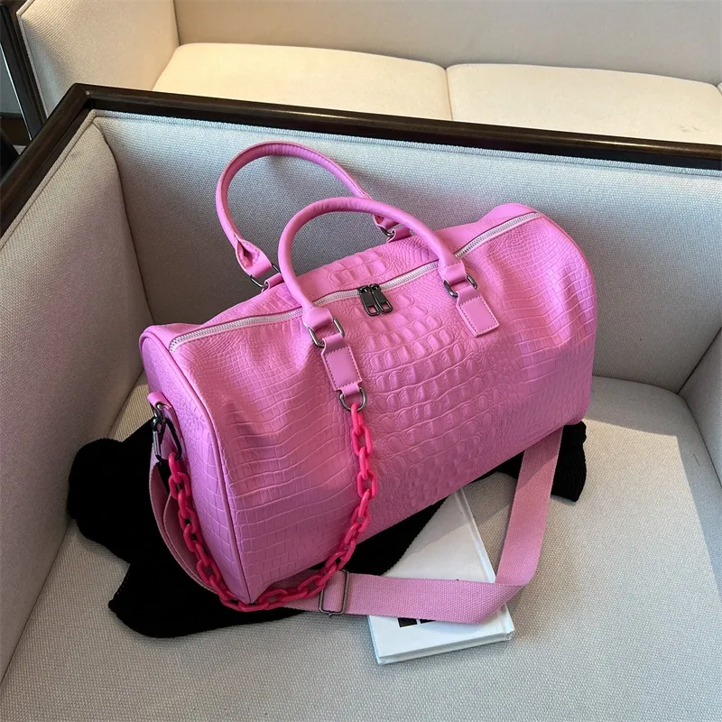 sacs de voyage grande capacité en cuir pu motif crocodile, sacs fourre-tout imperméables, sacs de sport et de yoga pour femmes