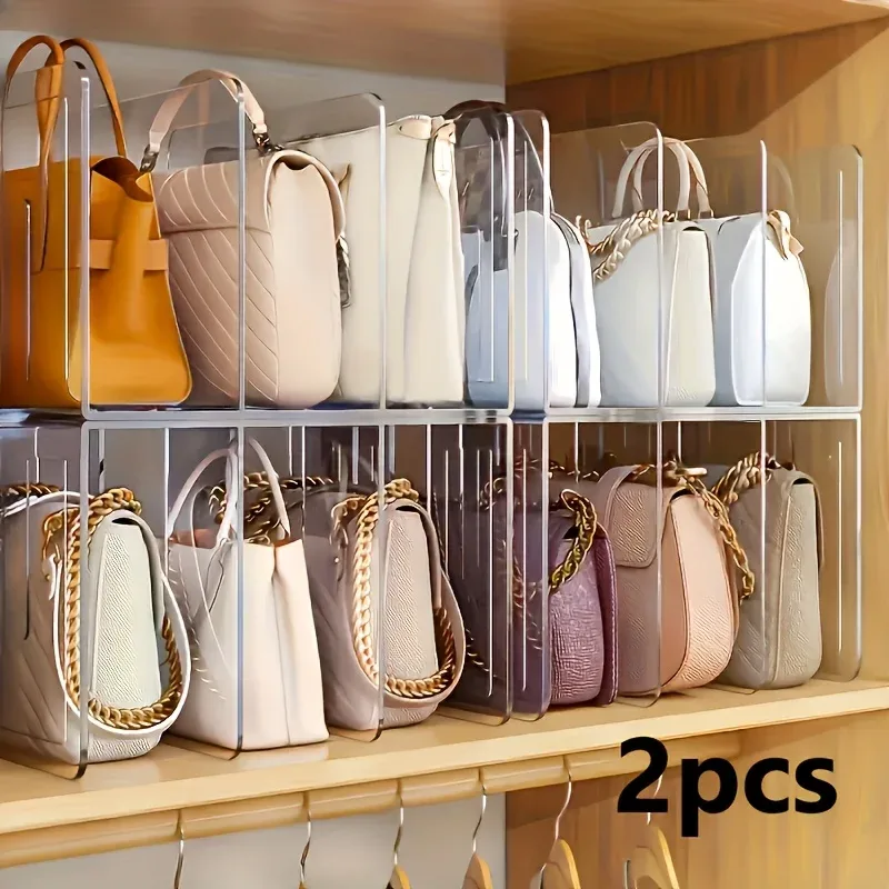lot de 2 organiseurs de sacs à main en acrylique transparent - supports de rangement gain de place pour sacs à main et portefeuilles