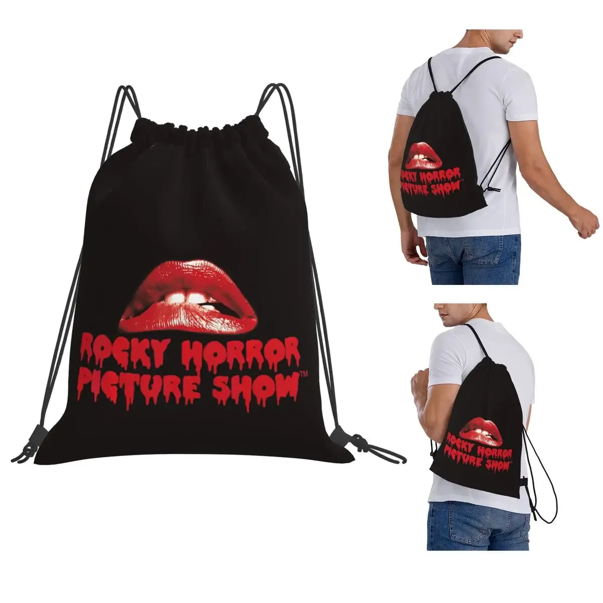 sacs à dos avec logo the rocky horror picture show lips, sacs portables à cordon, sacs de sport, sacs à livres pour étudiants en voyage