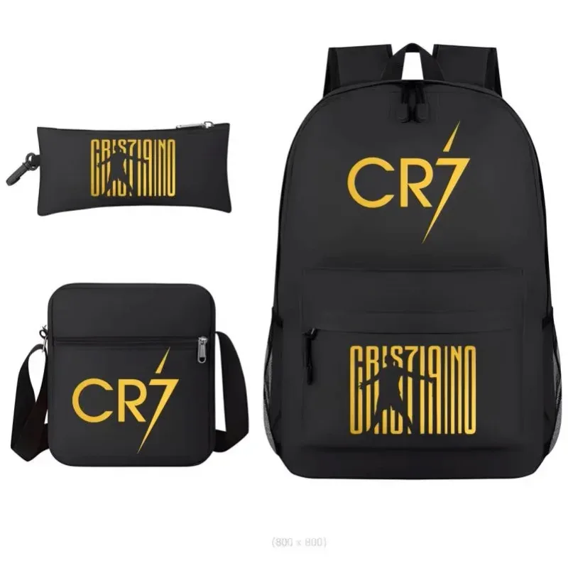 sacs à dos cr7 imprimés ronaldo, 3 pièces, sacs d'école pour garçons et filles, mochila pour étudiants et adolescents, sac à dos de voyage pour ordinateur portable, cadeau