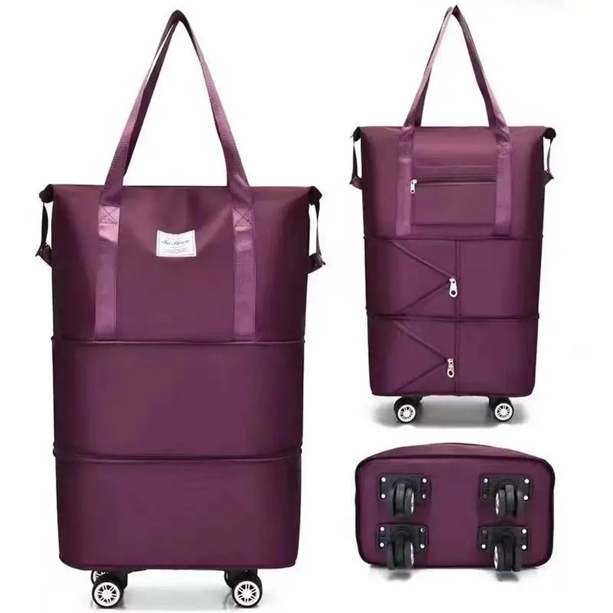 sac de voyage à roulettes universel, sac de rangement de grande capacité, séparation sèche et humide, sac à main d'extension double couche surdimensionné pour maternité