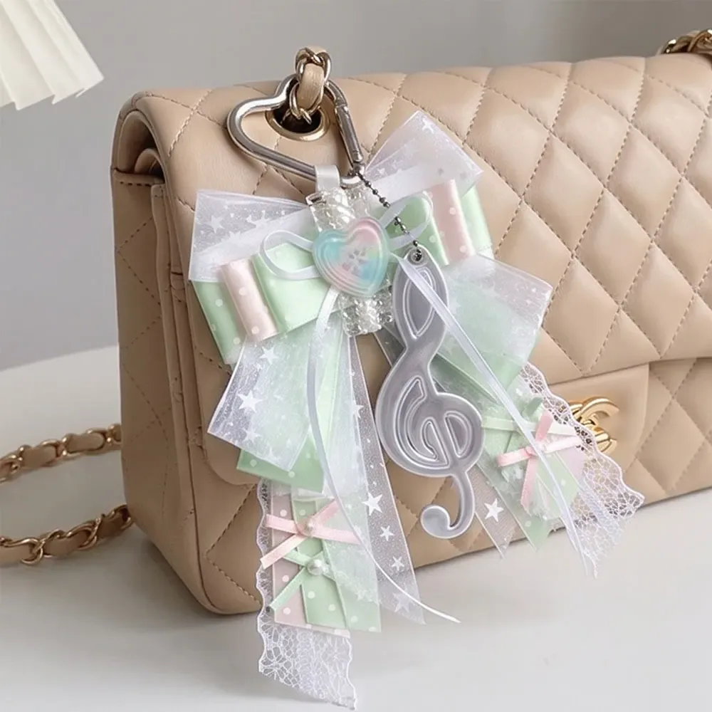 pendentif pour sac ita coréen, dentelle, note de musique, nœud, porte-clés, matériel diy, breloque de sac à dos, pour fans kpop, ornement de sac pain, accessoires de sac