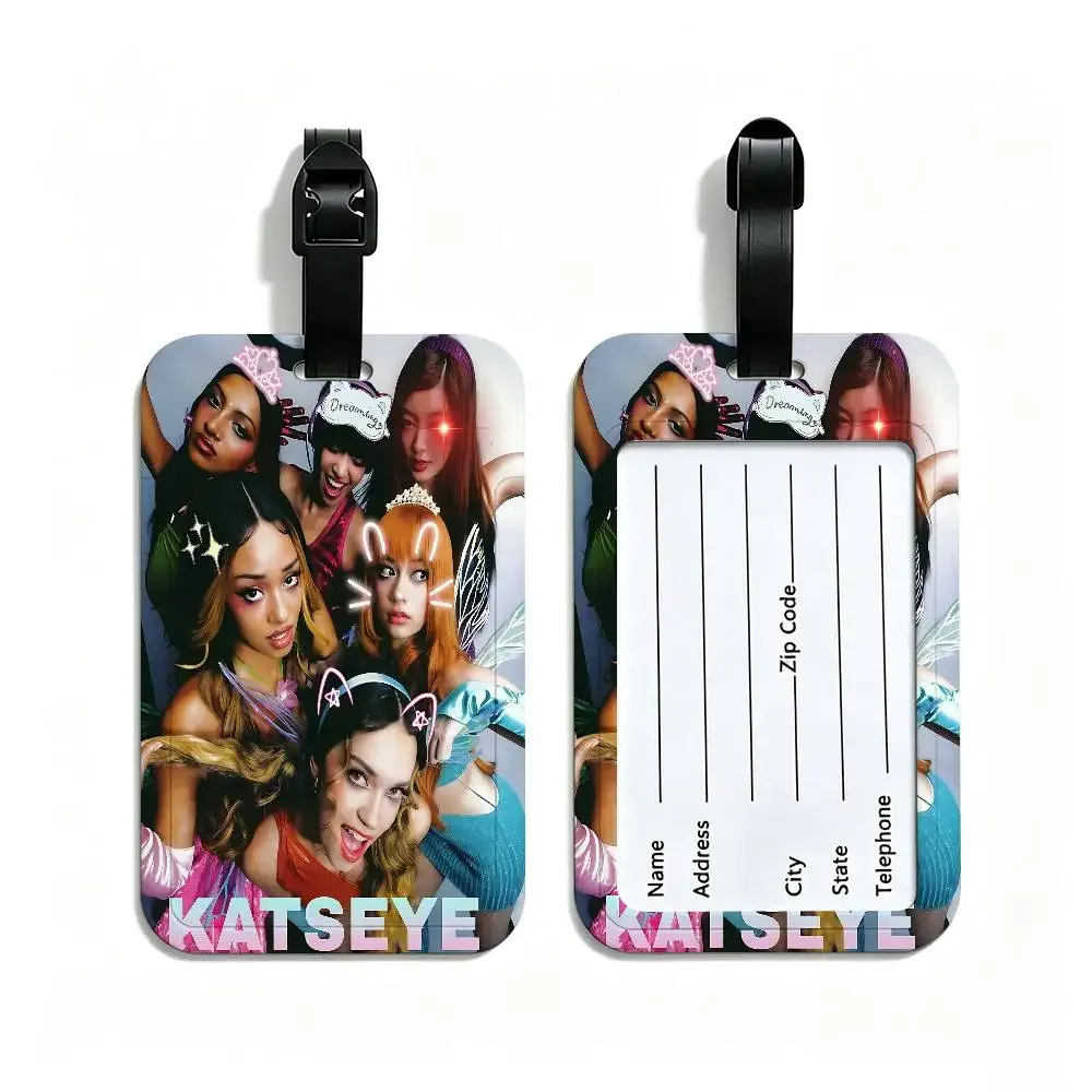 k-katseye singer étiquette de bagage légère en pvc anti-perte avec pochette amovible pour carte d'information, accessoire de voyage pour sac à dos