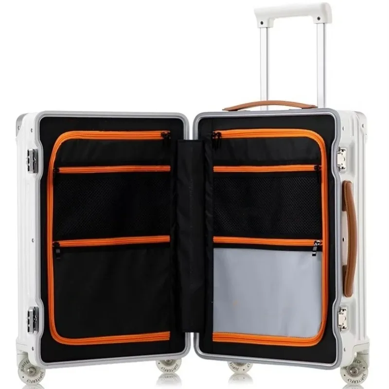 valise de luxe matériau pc de haute qualité avec cadre en aluminium boîtier de chariot à verrouillage tsa roues de patinage 18/20/24/26/28 bagages roulants