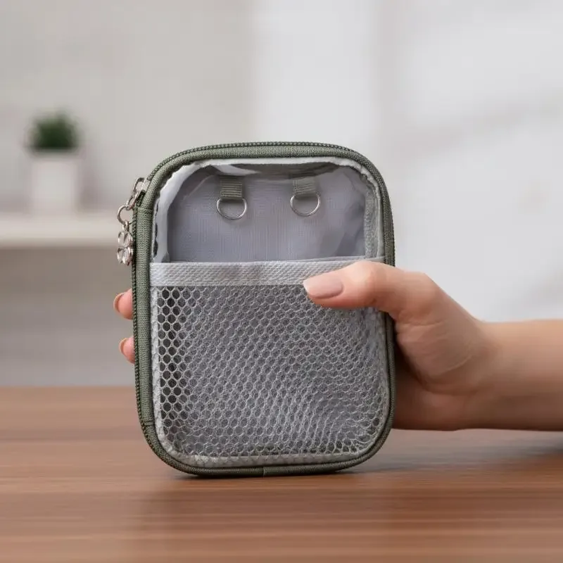 pochette organiseur cosmétique transparente, sac portable transparent pour rouge à lèvres et écouteurs bluetooth, utilisation quotidienne en extérieur