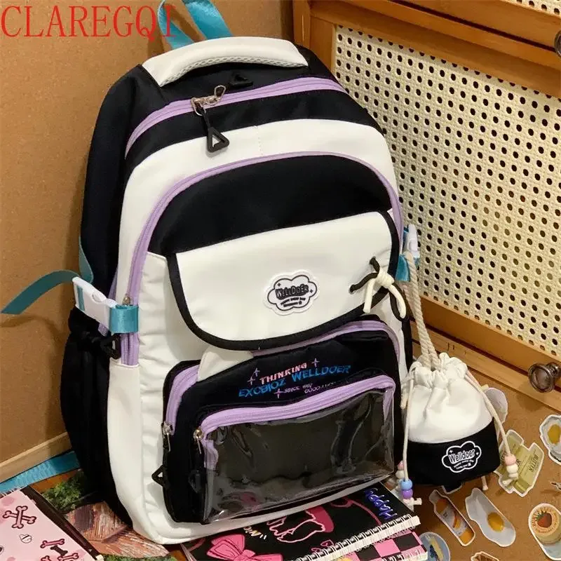 sac à dos pour filles au design contrasté, esthétique et de grande capacité, sac à dos scolaire pour filles, sac fourre-tout pour femmes, cadeau pour une fille.
