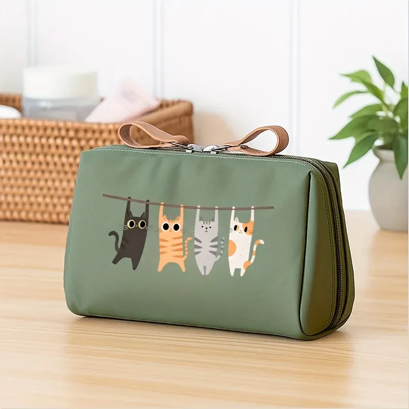 trousse de toilette de voyage charmante pour femme, organisateur de cosmétiques compact à fermeture éclair, sac de rangement portable pour maquillage, accessoires de voyage pour bagages