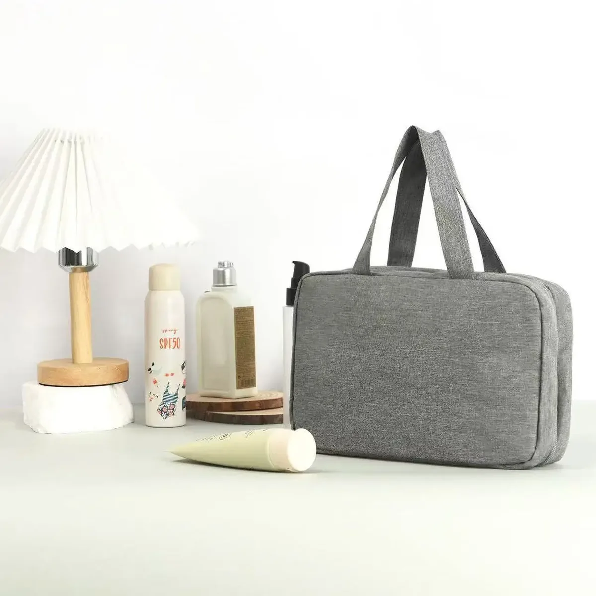 grande trousse de toilette suspendue avec crochet, étanche, pliable, sac de voyage, organiseur de maquillage, de rasoirs et de cosmétiques, accessoires de salle de bain