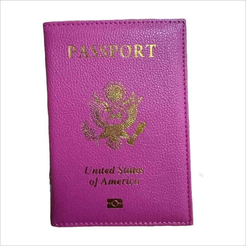 housse passeport cuir motif doré aigle feuilles rose bleu vert violet voyage document protection identité