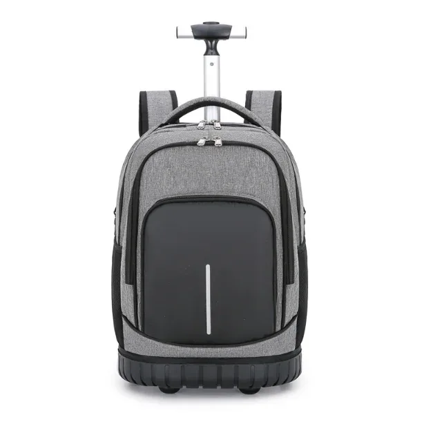 valise sac dos roulettes oxford université gris points noirs bande horizontale contraste enfants voyage