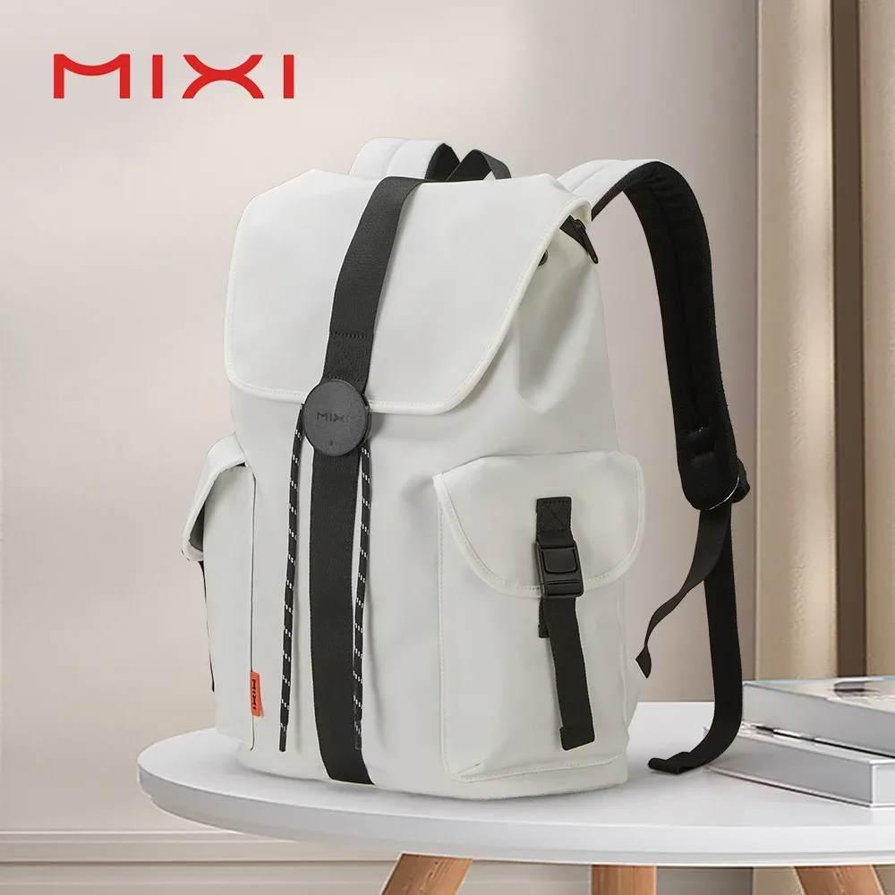 mixi – sac à dos pour ordinateur portable 16 pouces, pour femmes et hommes, léger et étanche, décontracté, de voyage, de week-end, pour étudiants, 17 pouces, blanc