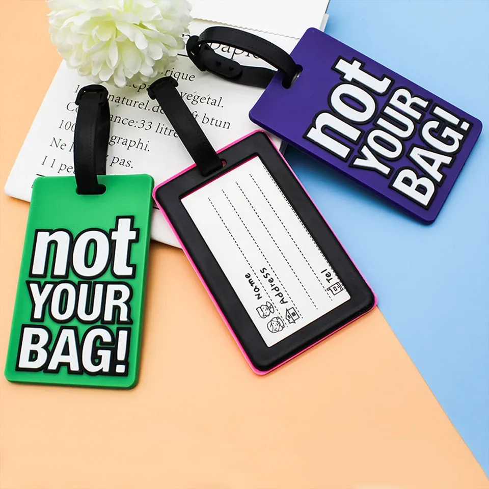 étiquette de voyage portable en silicone, étiquette de bagage, style dessin animé, étiquette de valise, lettre créative, pas votre sac, accessoires de voyage, mode