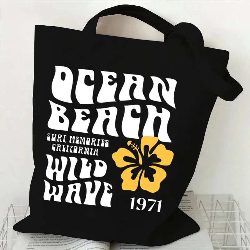 sac fourre-tout en toile à motif floral, sac de shopping réutilisable avec citation inspirante imprimée, sac à main écologique pour étudiantes, sac à bandoulière pour femmes
