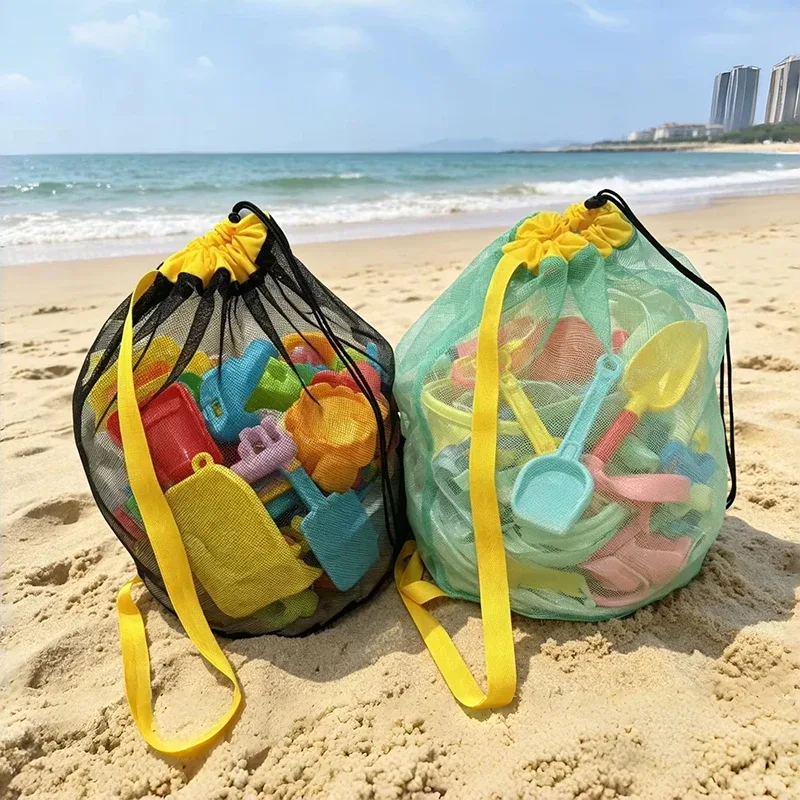 sac de rangement pour jouets de plage, grande capacité, en maille, pour piscine et plage, sac à dos étanche à l'eau pour femmes, idéal pour les jeux aquatiques en extérieur, avec cordon de serrage
