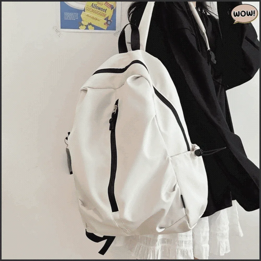 nouveau sac à dos simple de grande capacité, léger et étanche, sac à dos de randonnée avec fermeture éclair, couleur unie, sac d'université pour l'extérieur