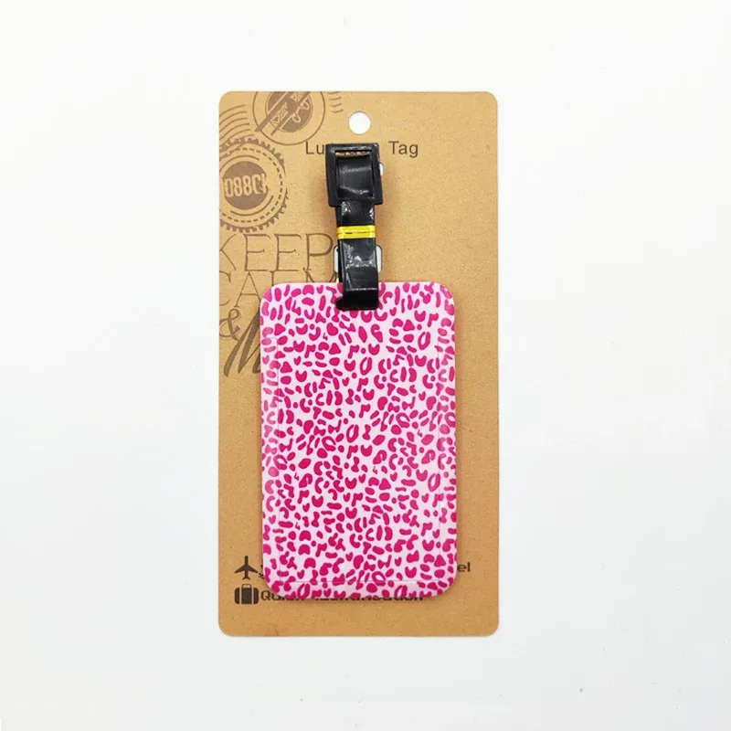 étiquette de bagage imprimé léopard pour hommes et femmes, étiquette de bagage de voyage, porte-adresse d'identification de valise, bagages d'embarquement portables