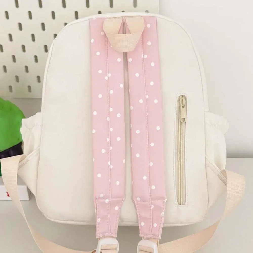 sac à dos pour chat de style japonais, grande capacité, design avec oreilles 3d, sac à dos kawaii, tons pastels, léger, motif à pois.