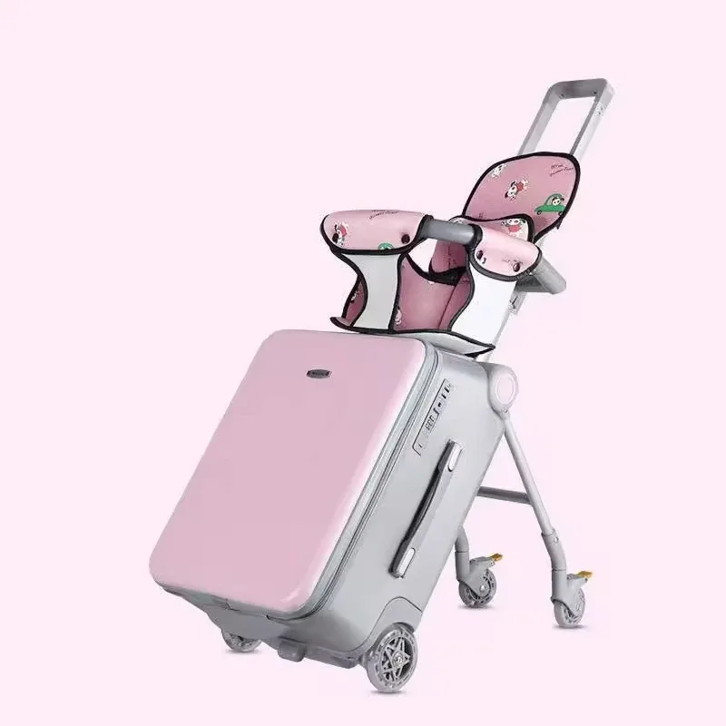 valise avec siège pour enfant, poussette de voyage 2 en 1, bagage à roulettes multifonctionnel, valise à roulettes de 20 pouces pour enfant