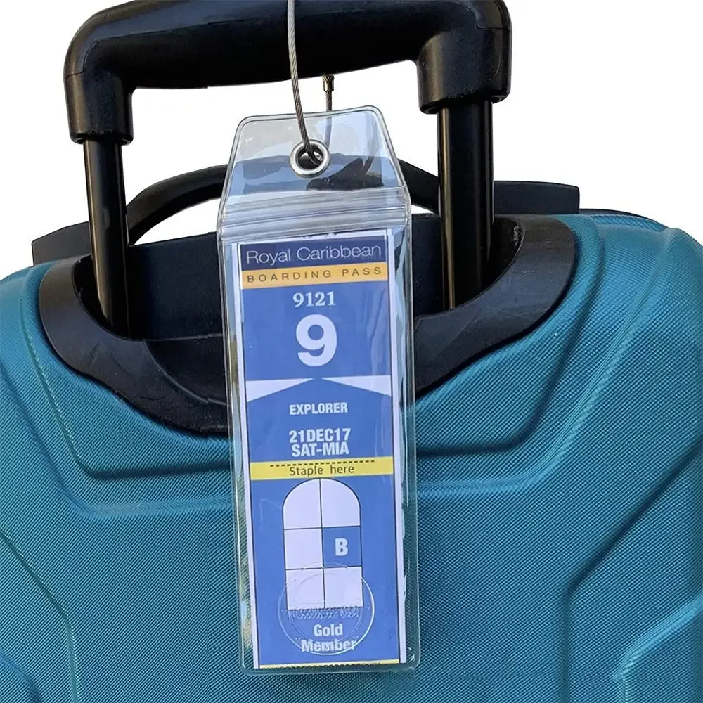 étiquettes de bagages de voyage, porte-étiquettes pour valises, étiquettes de bagages avec boucles en acier, étiquettes pour bagages de croisière