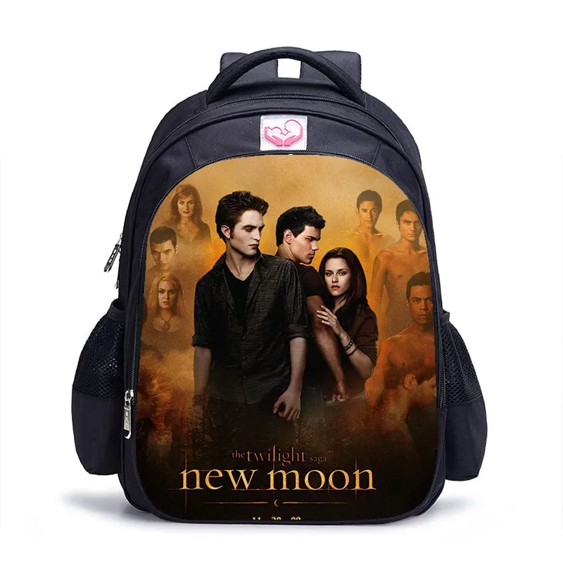 sac dos polyester twilight personnages imprimés pochette mesh latérale poche fendue ceinture air enfant adolescents usage école jour