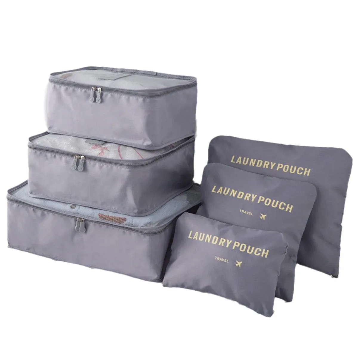 ensemble de 6 grands sacs de rangement de voyage en tissu oxford, adaptés aux sacs à dos et aux valises, sacs de rangement de voyage, sacs de rangement de bagages multifonctionnels et durables, adaptés aux emballages efficaces, accessoires de voyage essentiels, pratiques pour organiser les vêtements, les cosmétiques, les articles de toilette, etc.
