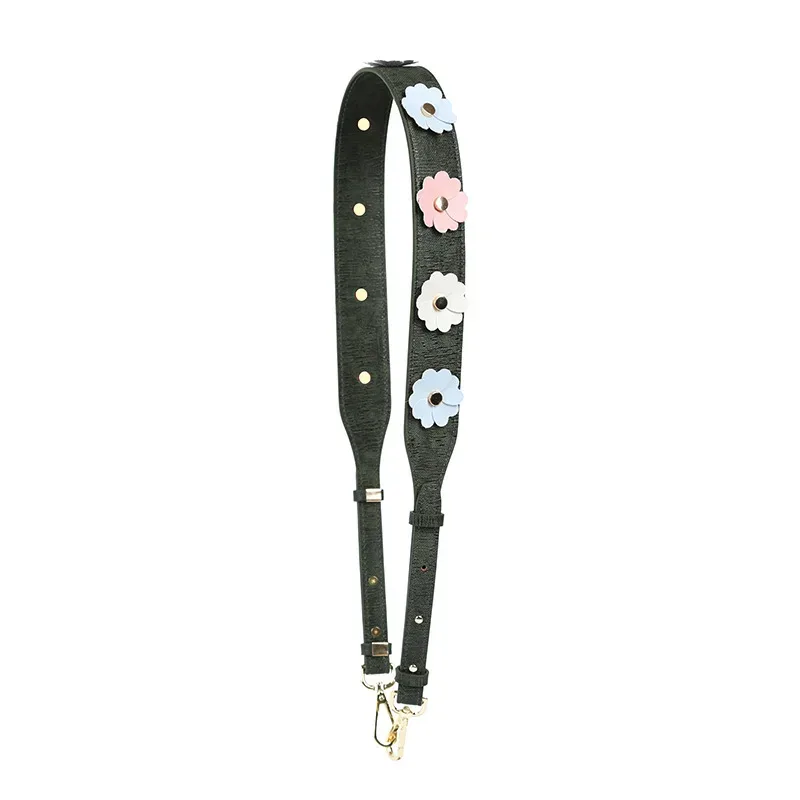 large sangle de sac à bandoulière en cuir pu pour femmes, longue sangle de remplacement pour sac à main, rivet coloré, poignée de sac à bandoulière florale