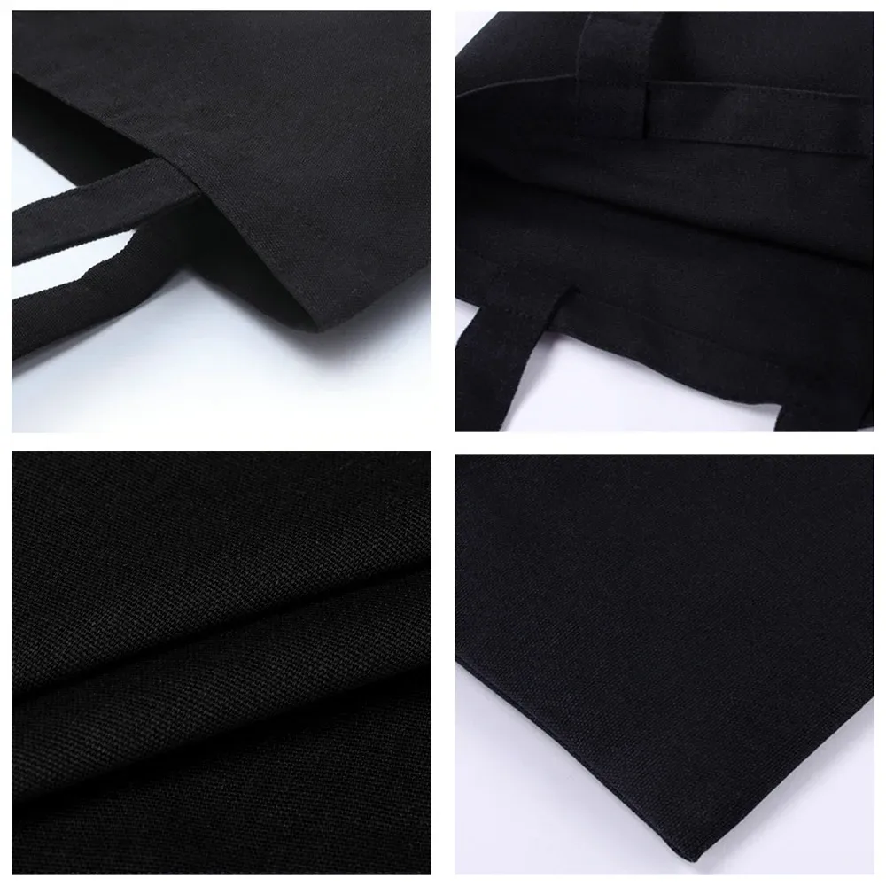 sac de shopping écologique pour femmes, sac à bandoulière portable pliable noir, sac à main réutilisable de grande capacité avec lettres, fourre-tout bolsos