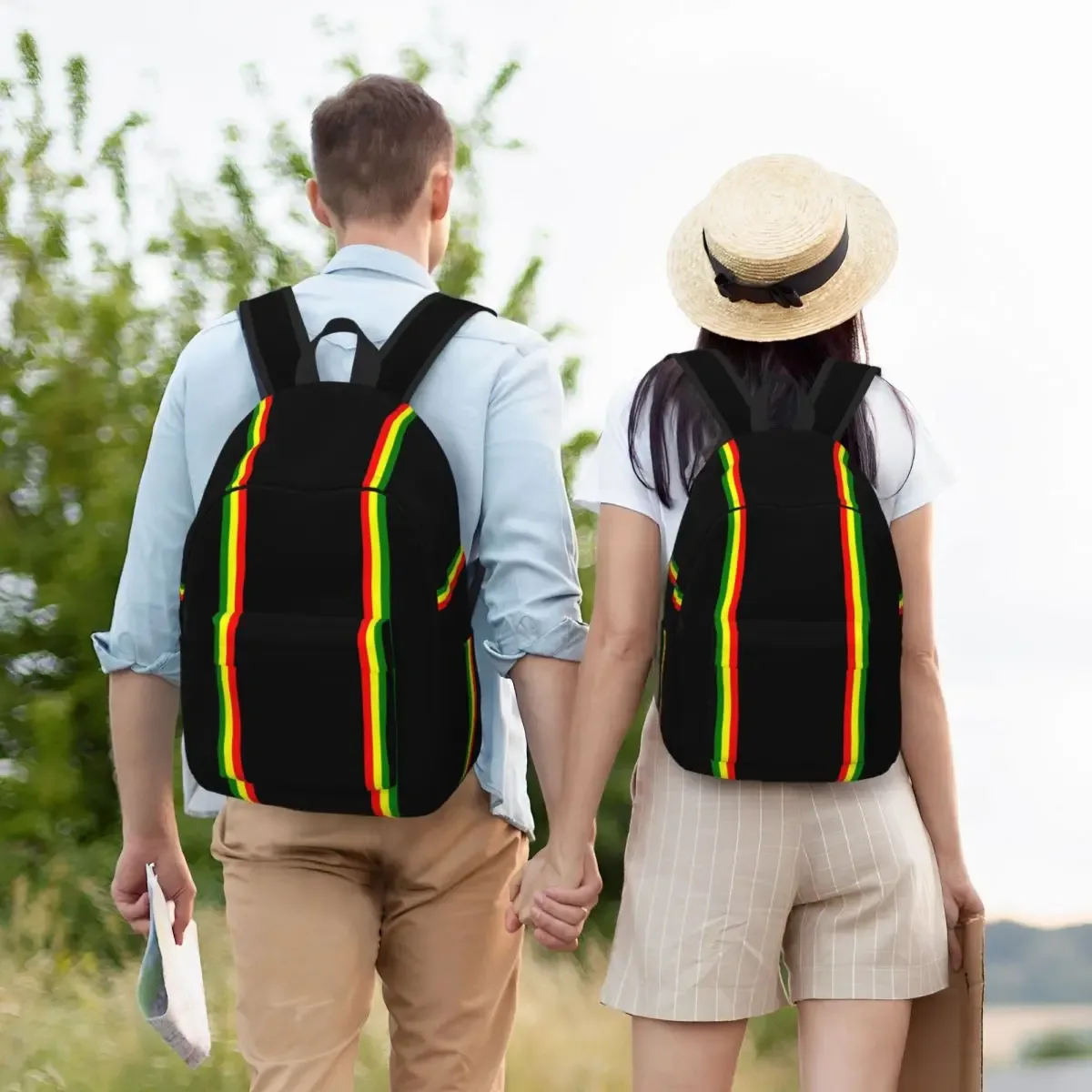 sac à dos rasta à rayures colorées pour hommes, femmes, étudiants, sac à dos professionnel, sac à bandoulière pour ordinateur portable avec poche, style reggae jamaïcain, fierté jamaïcaine