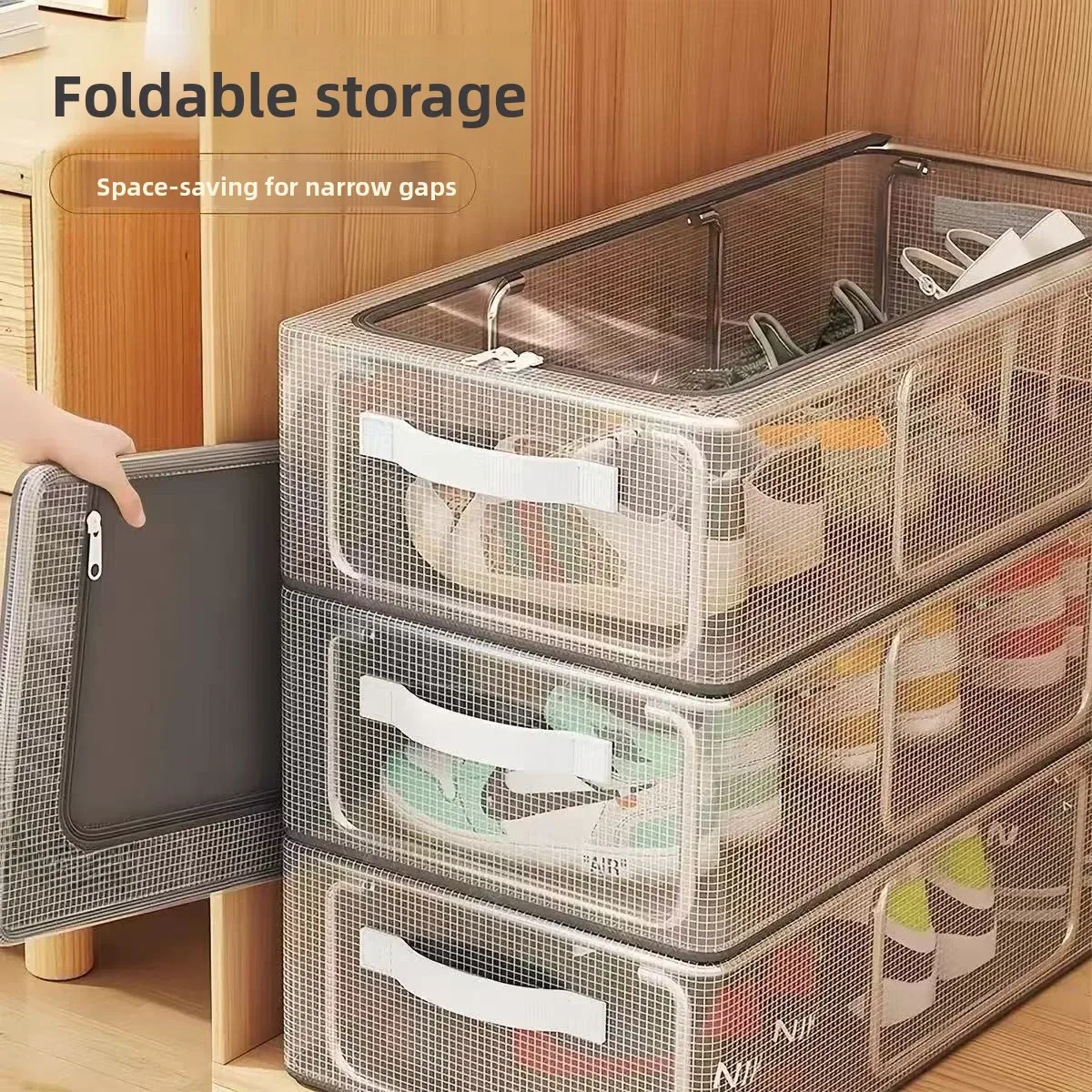 boîte de rangement pliable anti-poussière pour chaussures, transparente, gain de place, support à bottes pour sous le lit, organisateur de placard, design moderne et minimaliste