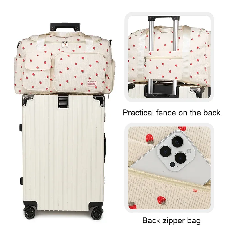 sac fourre-tout de voyage en velours côtelé, sac de voyage de grande capacité avec compartiment à chaussures, sacs de sport et de fitness pour femmes
