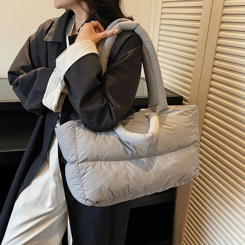 sac à main luxe sac bandoulière femme 2025 hiver dernière tendance femmes sacs fourre-tout à bandoulière espace coton rembourré grande capacité shopper fourre-tout qualité trajet sacs à main dame