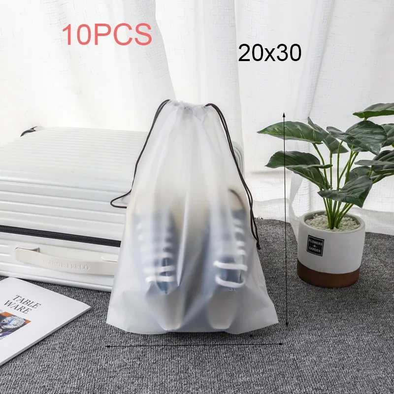 sac de rangement écologique portable pour chaussures, avec cordon de serrage, pour articles divers, sac de maquillage de voyage, sac de rangement en plastique transparent imperméable, 3/5/10/pcs