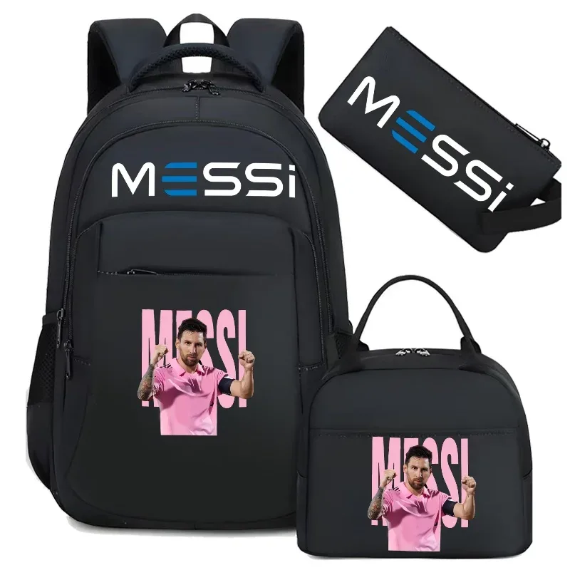 sac à dos de football messi, camouflage, pour étudiants, sac d'école pour ordinateur portable, sac à dos de grande capacité, pour femmes et hommes, loisirs, voyage, mochila 3 pièces