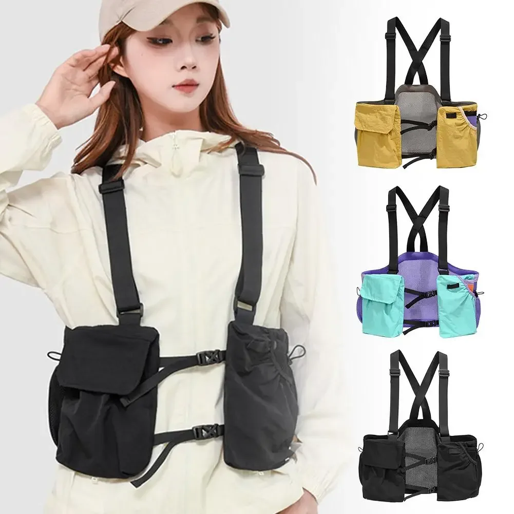 sac de cyclisme extérieur léger, gilet de course, sac à dos pour la randonnée, la course à pied et le marathon, sac de poitrine avec poche de rangement pour téléphone et gobelet