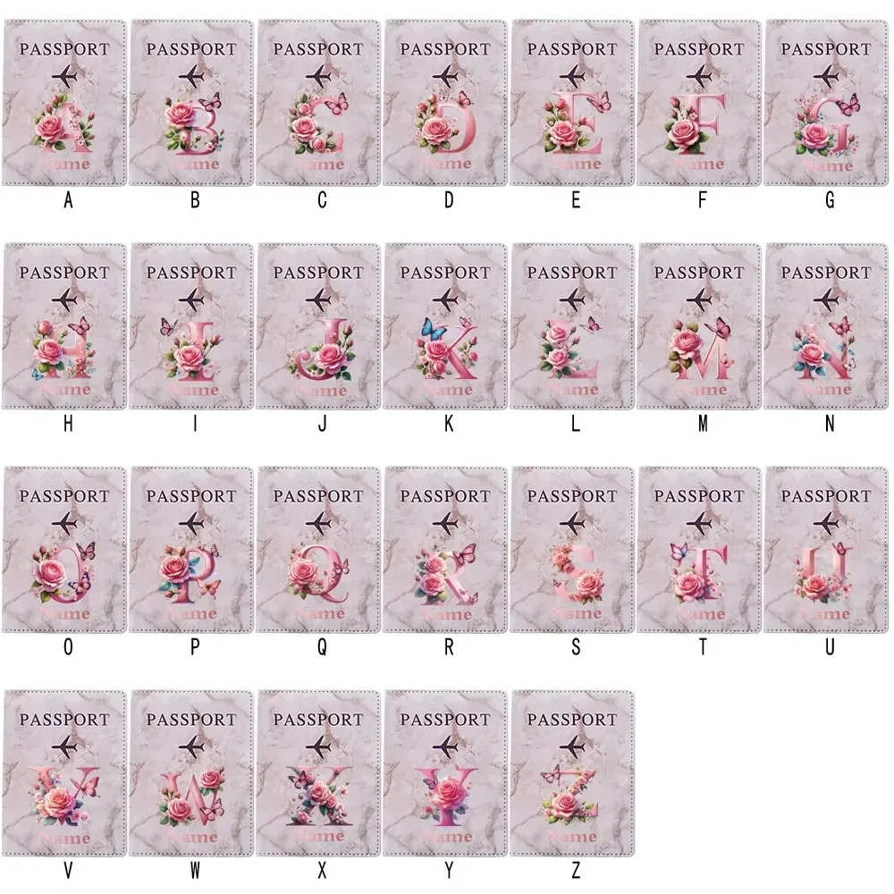 porte-passeport personnalisé avec lettres florales, nom personnalisé, pratique pour les voyages, les affaires, les mariages, cadeau
