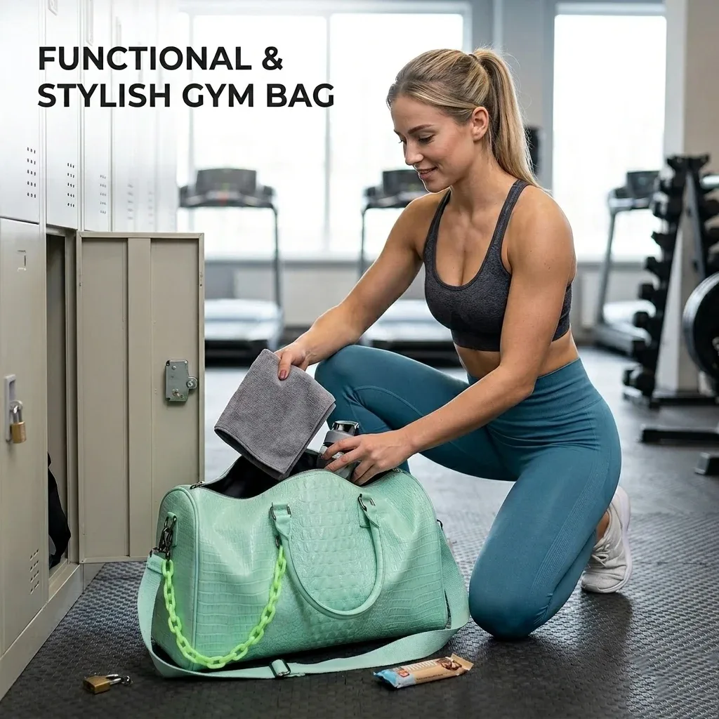 sacs de voyage grande capacité en cuir pu motif crocodile, sacs fourre-tout imperméables, sacs de sport et de yoga pour femmes
