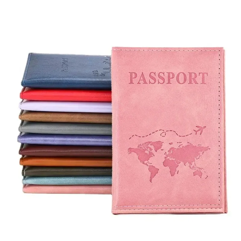 Étui de passeport en cuir PU pour hommes et femmes, décoloration solide, billet de voyage, housse de protection, porte-carte d'identité, nouveau