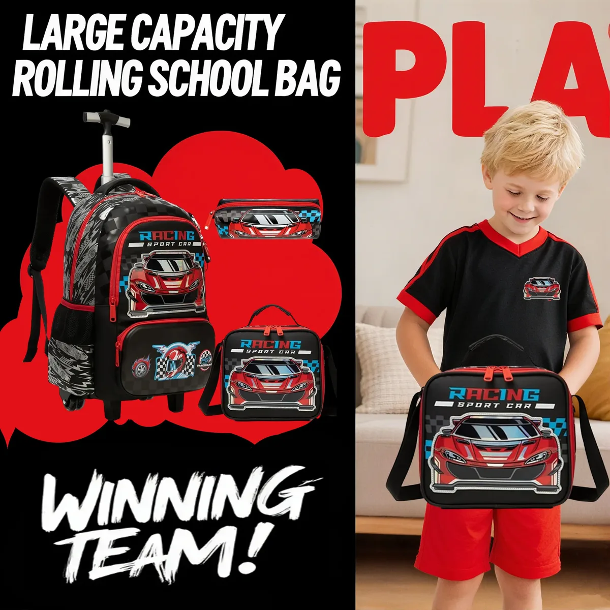 sac à dos d'école pour garçons et enfants, sacs à roulettes avec roulettes, sac à dos de voyage pour filles, sac à livres léger, fournitures de rentrée scolaire