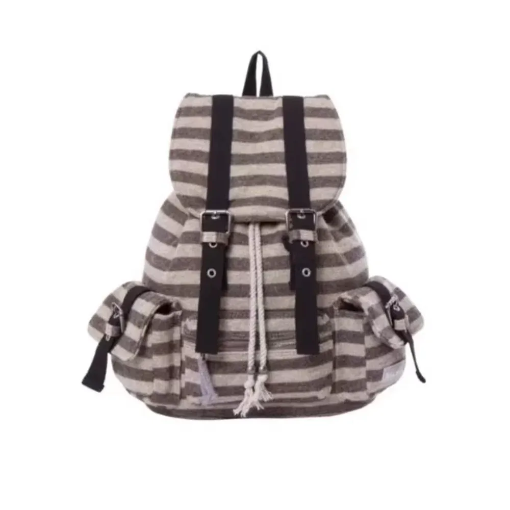 sacs à dos de style coréen unisexe, sacs à livres à rayures plates, sacs fourre-tout souples de grande capacité, conception de ficelle de proximité, haute qualité