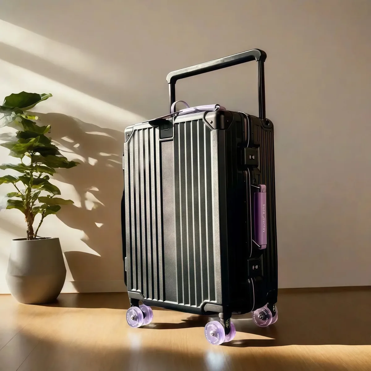 valise de chariot d'équilibre de voyage à guidon large avec roues silencieuses colorées serrure tsa bagage roulant matériau pc de grande capacité