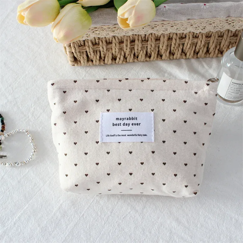 sac de maquillage coréen ins dot love pour rouge à lèvres, pochette pour femme, petits sacs à cosmétiques, sacs intérieurs, sacs de rangement de voyage, trousse de toilette