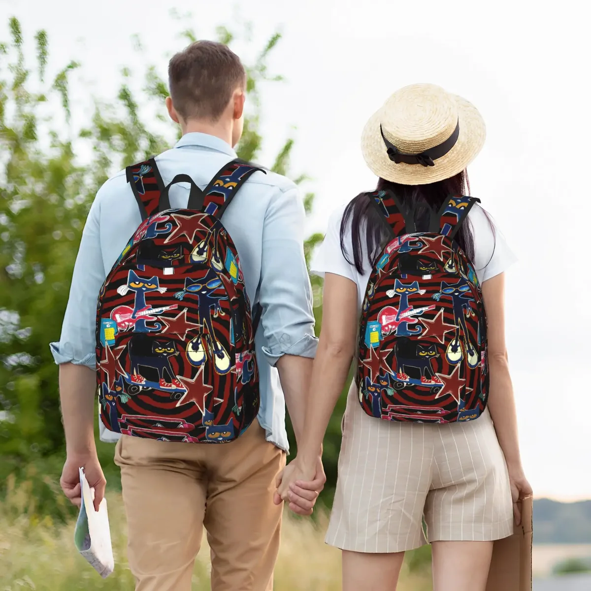 sac à dos pete le chat et ses chaussures blanches, sacs à dos d'entraînement unisexes en polyester, légers et élégants, sacs à dos pour lycée