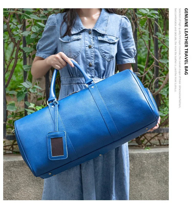 sacs de voyage en cuir véritable pour hommes et femmes, cuir de vachette noir doux, sac décontracté, haute qualité, initié, grande capacité