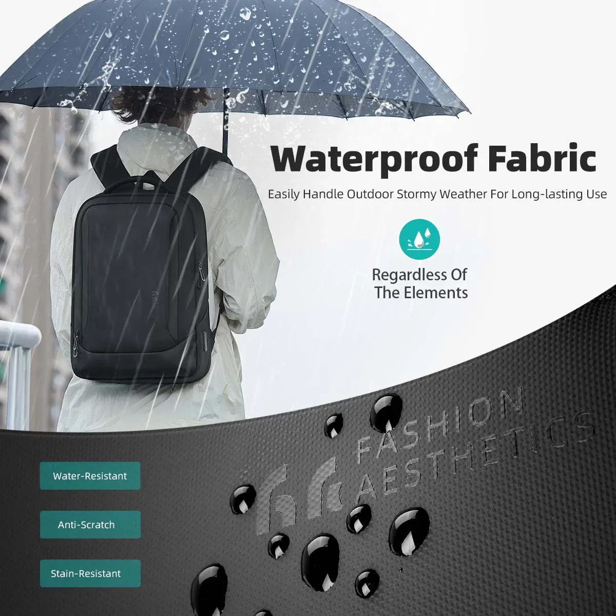 heroic knight – sac à dos multifonctionnel pour hommes, sac à dos pour ordinateur portable 15.6 pouces, étanche, grande capacité, pour le travail et les voyages, avec port usb