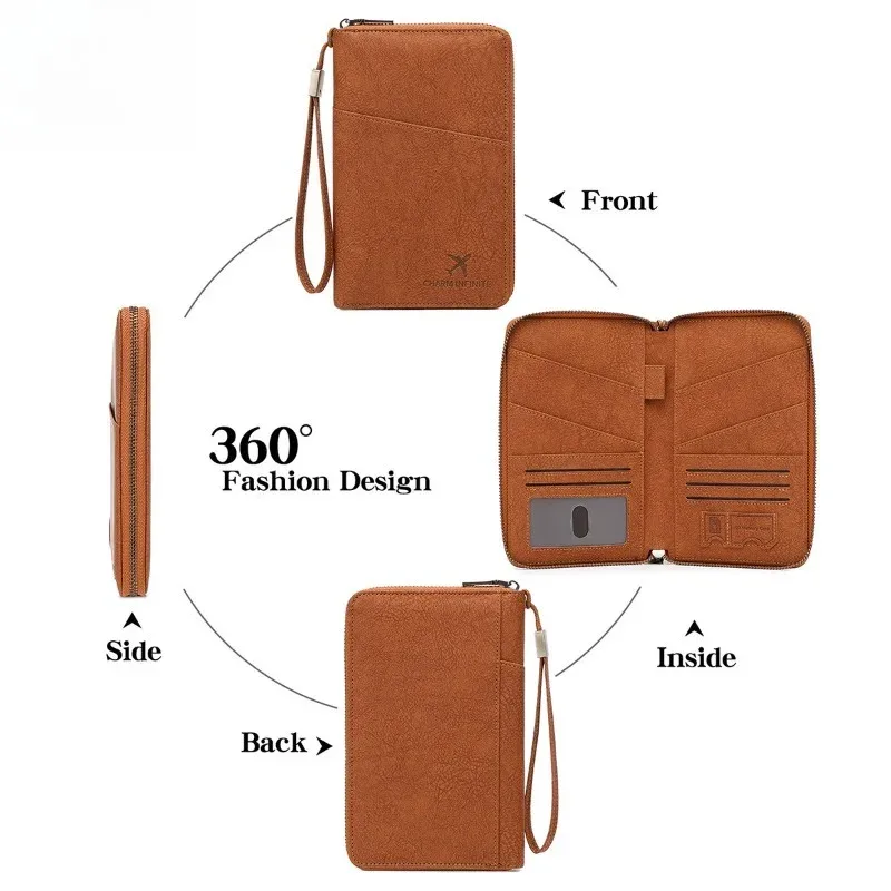 portefeuille de voyage multifonctionnel, organisateur vertical avec pochette pour passeport, pour passeports, argent et cartes, minimaliste et durable, noir