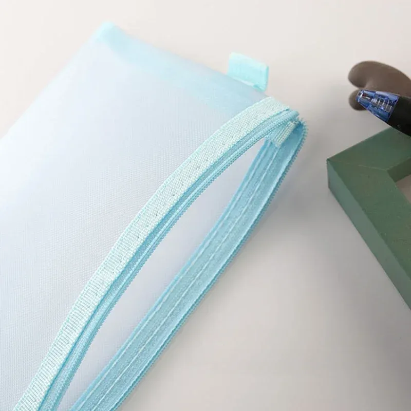 organisateur de maquillage pour pinceaux, rouge à lèvres, maille transparente, sacs à cosmétiques en nylon, couleur unie, papeterie pour étudiants, trousse à crayons, pochette pour cartes, 1 pièces