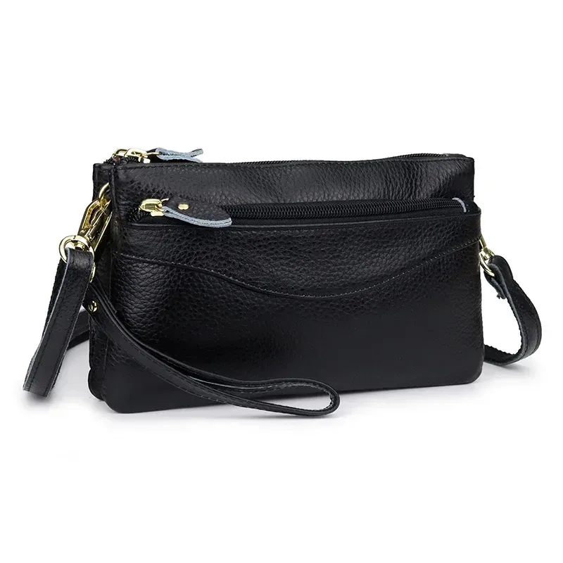 sac à bandoulière en cuir véritable pour femme, petit sac à main initié, pochette à bracelet décontractée, sacs de messager de grande capacité