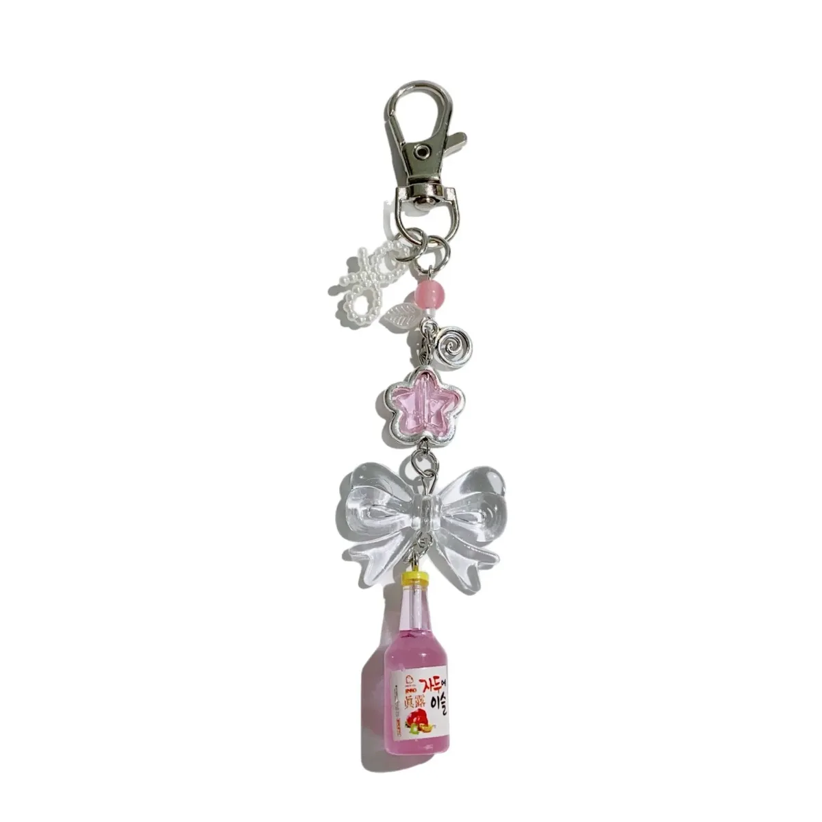 pendentif nœud papillon oreilles pour femmes, étuis de téléphone, cintres de valise et porte-clés, couleur rose, simple et mignon kawaii pour filles à la mode