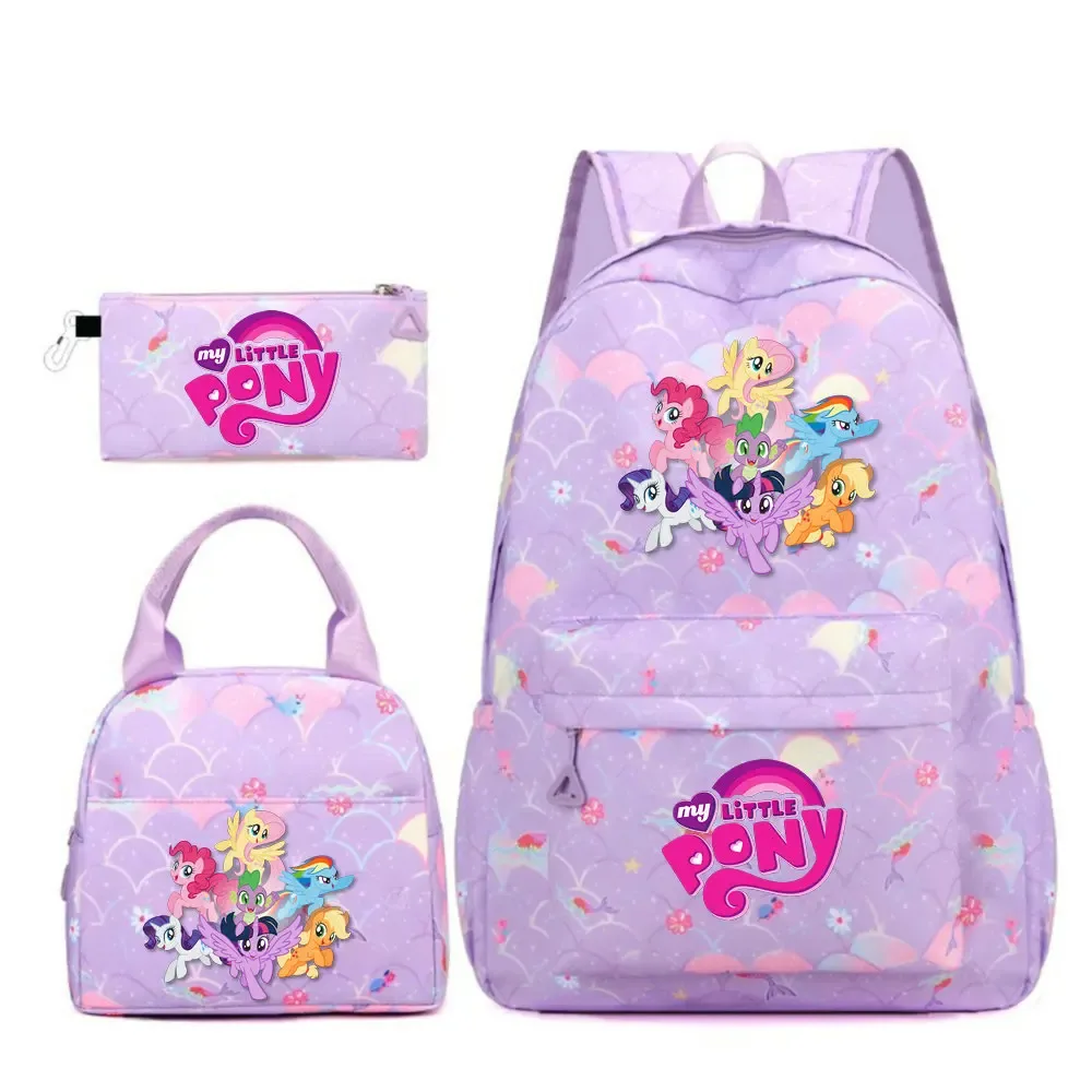 sac à dos my little pony, 3 pièces/ensembles, sac à dos de sport pour filles, sac à dos pour ordinateur portable, sac à dos de voyage pour adolescents, sac à livres pour étudiants et adolescents