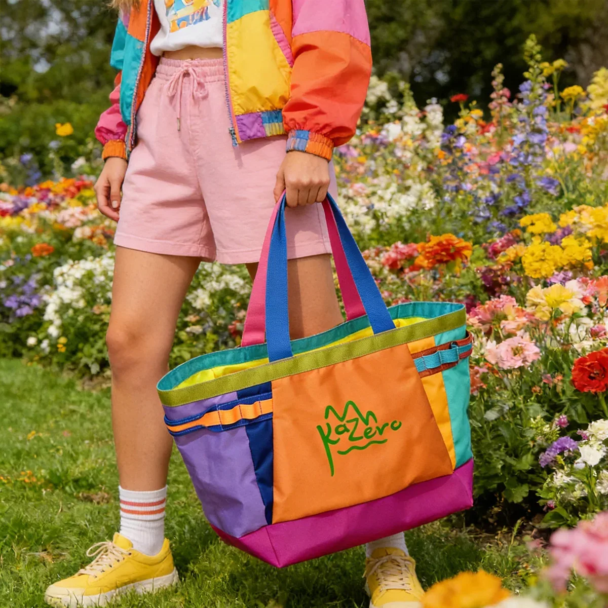 sac fourre-tout sportif pour femme dopamine, sac à bandoulière colorblock avec logo, sac à main multifonction à grande capacité pour les déplacements et le sport